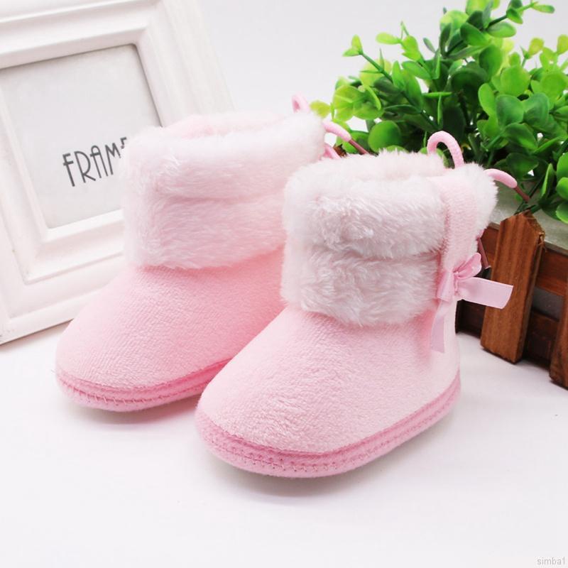 Giày Bốt Cotton Cổ Cao Chống Trượt Đính Nơ Thời Trang Mùa Đông Cho Bé Trai Và Gái 0-18 Tháng Tuổi