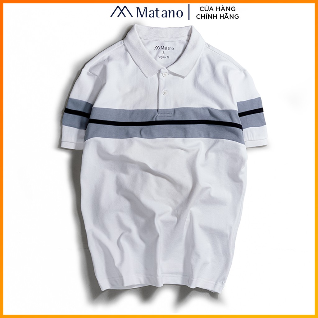 Áo thun polo nam có cổ đẹp MATANO - Áo phông polo nam cổ trụ bẻ, vải cá sấu cotton hàng hiệu phối màu kẻ ngang đẹp 024 | BigBuy360 - bigbuy360.vn
