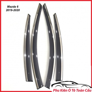Che mưa mazda 6 2019-2020 chỉ inox, bộ vè che mưa mazda 6 viền xi cao cấp