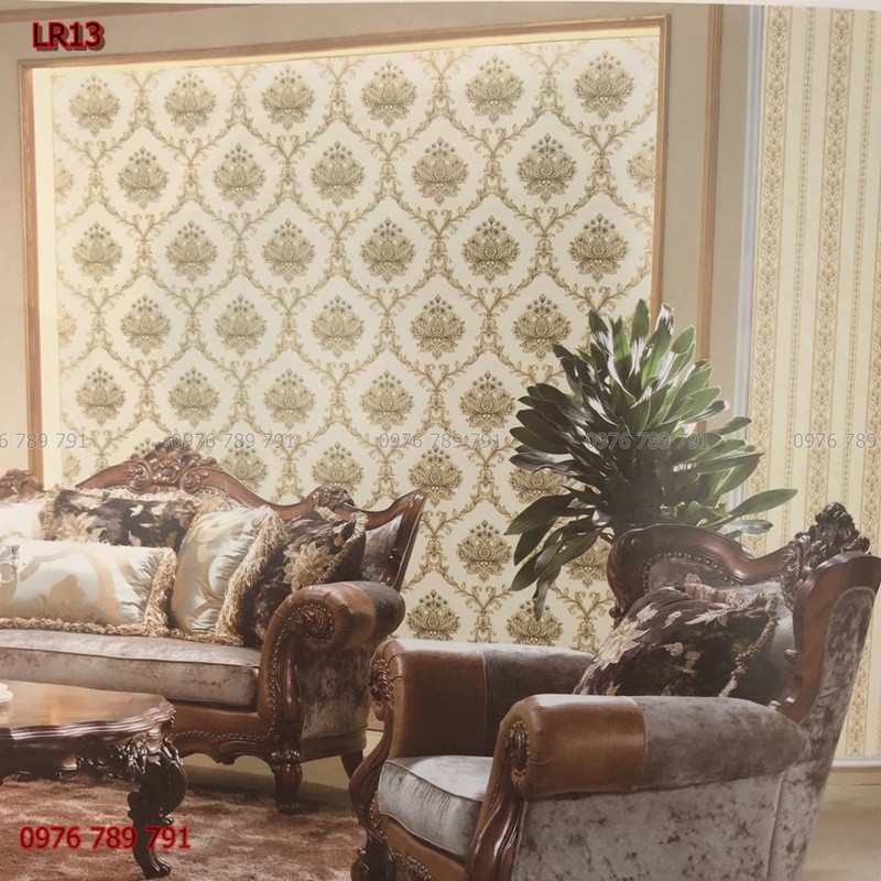 Giấy Dán Tường Hoa Văn Nổi LR13, Lụa Không Keo, Khổ 10m x 53 cm