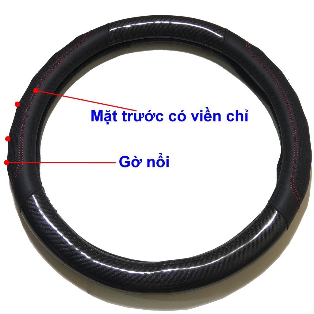 Bọc Vô Lăng Da Cao Cấp Phối Cùng Vân Carbon Sang Trọng - Bảo Hành 12 Tháng.