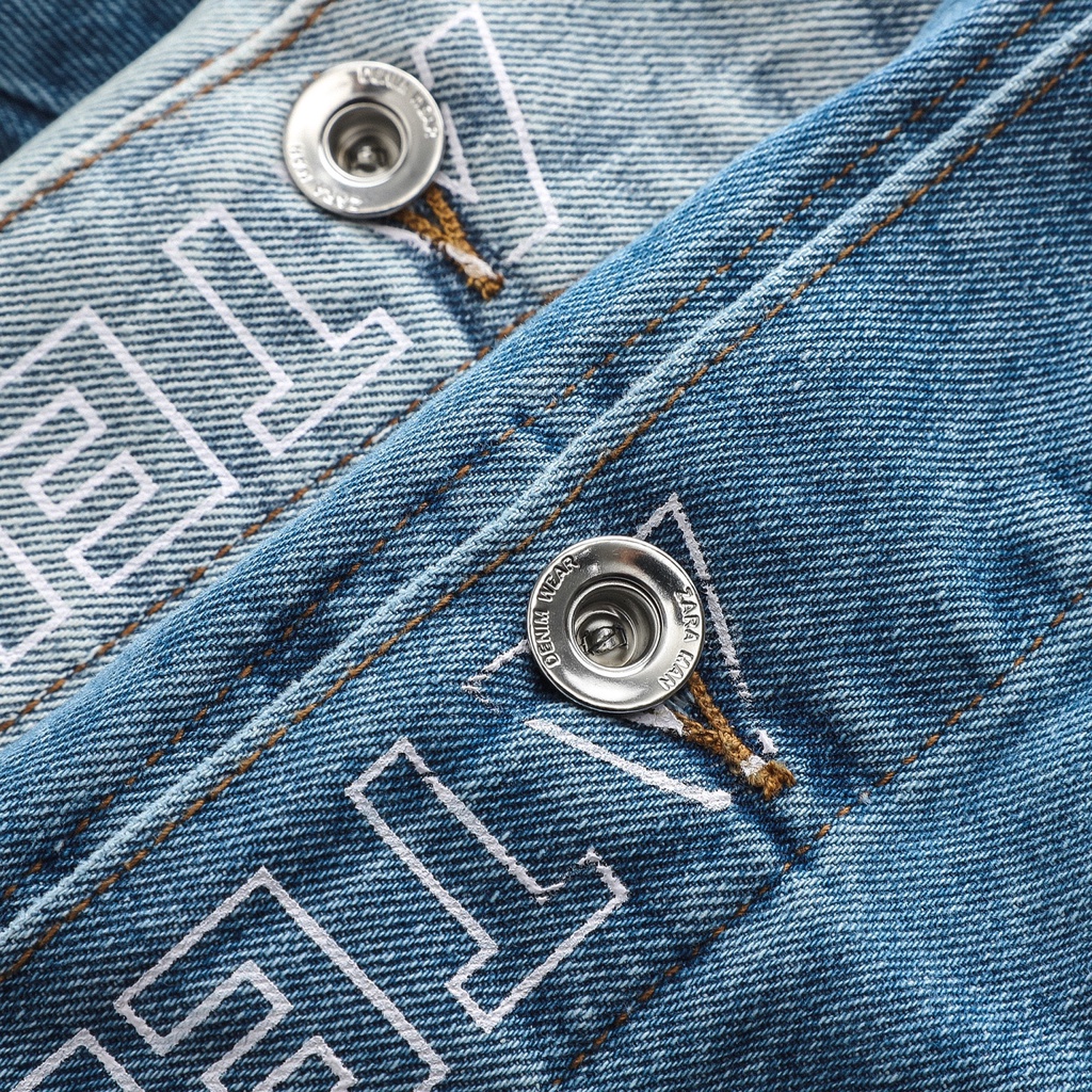 Áo khoác Jean nam GRAYHOMME chất denim bò xịn họa tiết - CJ100