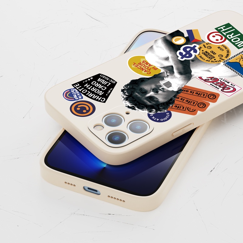 Ốp lưng iphone Ốp điện thoại SUNTAIHO silicon in hình David và trà sữa cho iPhone 13 12 11 Pro Max X XR XS Max 7 8 Plus 12mini 13mini