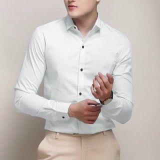 Áo sơ mi trắng dài tay body, áo sơ mi tay dài form slimfit | BigBuy360 - bigbuy360.vn