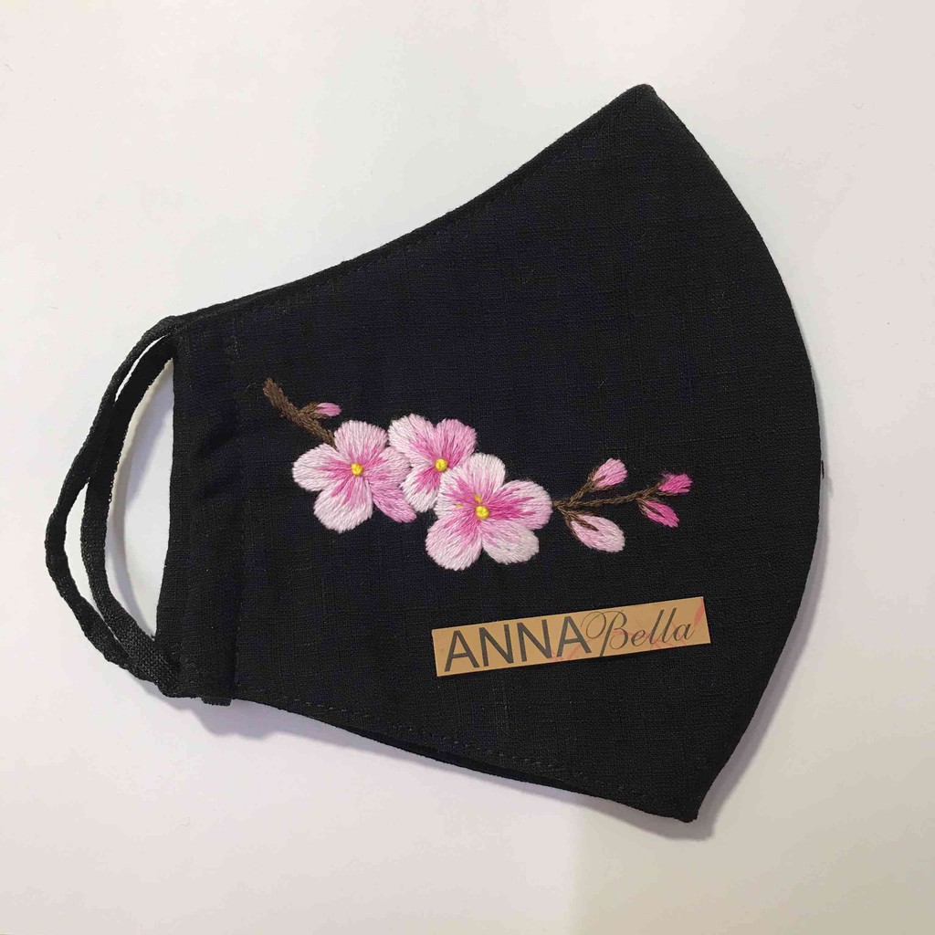 [FREESHIP] Khẩu Trang Vải Linen Thêu Tay AN08 | BigBuy360 - bigbuy360.vn