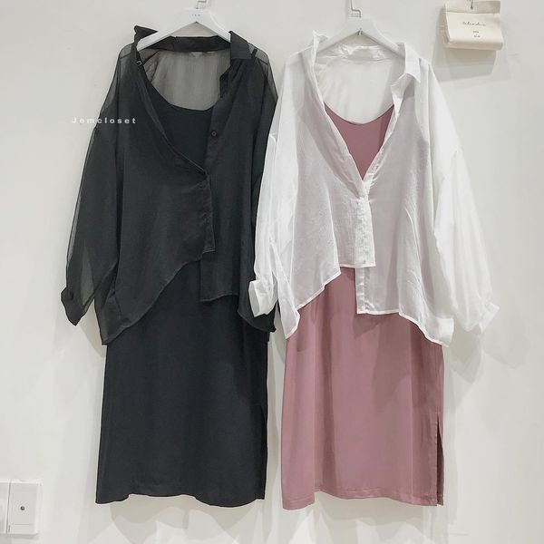 Đầm Suông Dài Hai Dây JEMCLOSET Váy Dáng Suông Dài Chất Lụa Mềm Mịn Có Hai Màu Đen Hồng Lên Dáng Siêu Xinh 3182