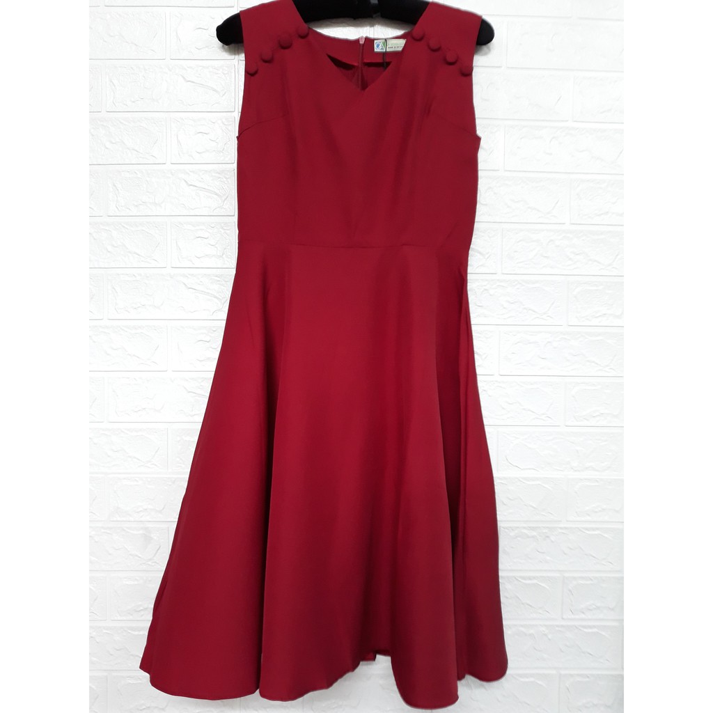 Đầm xòe nữ phối hàng nút vai màu trơn cổ tim nhiều màu dễ thương | BigBuy360 - bigbuy360.vn