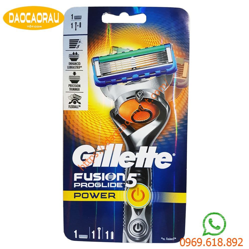 Dao cạo râu 5 lưỡi Gillette Fusion5 Proglide Power và hộp đầu lưỡi thay thế