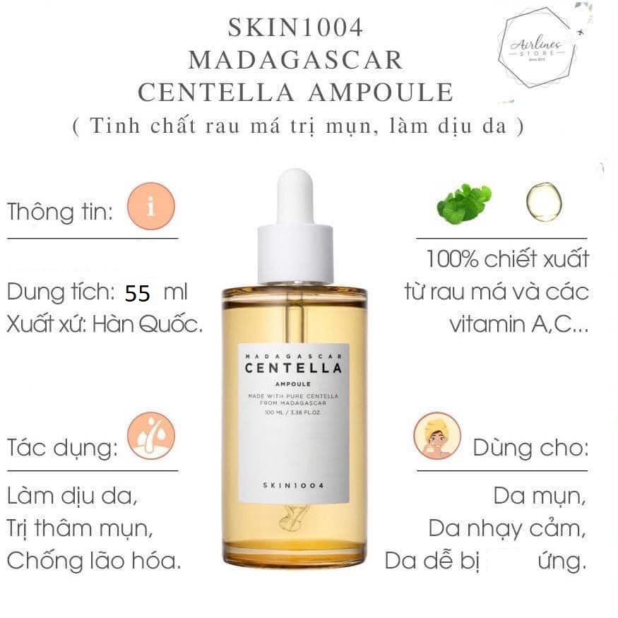 Serum rau má Skin1004 MOON21 Tinh chất rau má Skin1004 dưỡng da nhạy cảm Madagascar Centella Ampoule 55ml