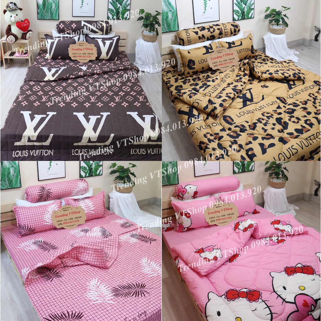 Combo chăn hè ga gối Poly Cotton họa tiết đáng yêu, giá siêu rẻ