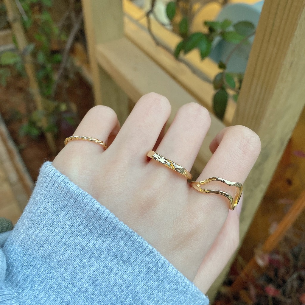 Nhẫn Xoắn Hình Học Phong Cách Hàn Quốc Sang Trọng Cá Tính