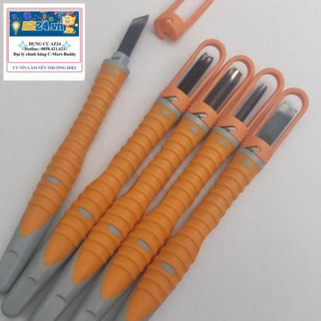 Bộ 6 DAO ĐIÊU KHẮC GỖ, Khắc Dưa, Dao Đục Gỗ - ĐÀI LOAN Cán Nhựa CAO CẤP (dungcu) RẺ NHẤT THỊ TRƯỜNG