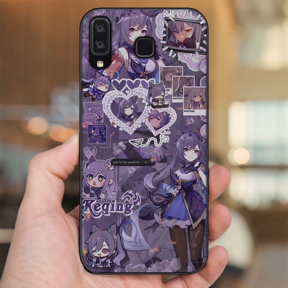 Ốp lưng Samsung A8 Star viền đen in hình Keqing Genshin Impact