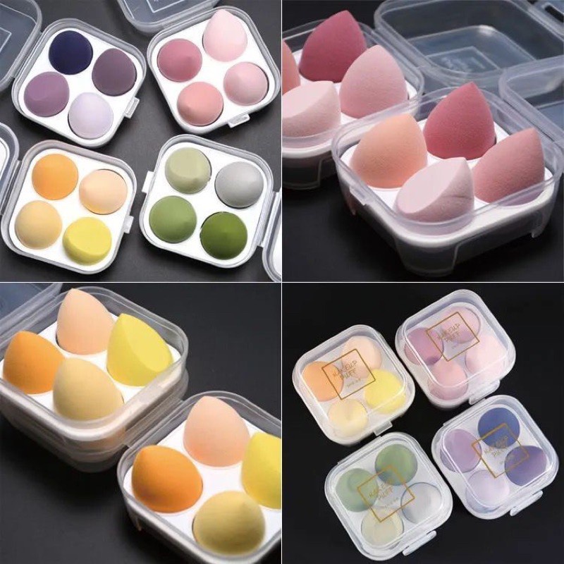 Hộp 04 Mút Tán Kem Nền Mút Trang Điểm Mềm Mịn Hình Giọt Nước HGVN
