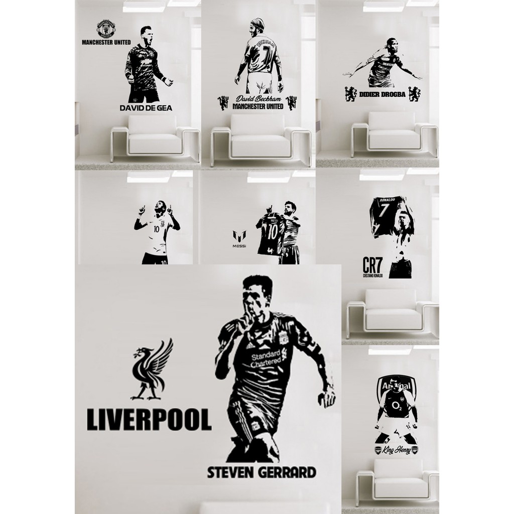 Decal dán tường chống thấm size lớn Steven Gerrard kèm logo Liver