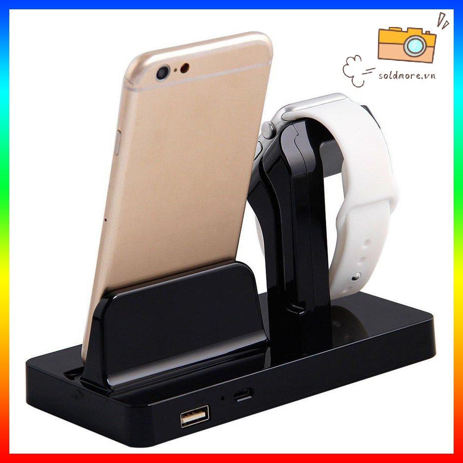 Đế Sạc Bằng Nhựa Abs 2 Trong 1 Tiện Dụng Dành Cho Apple Watch Iphone