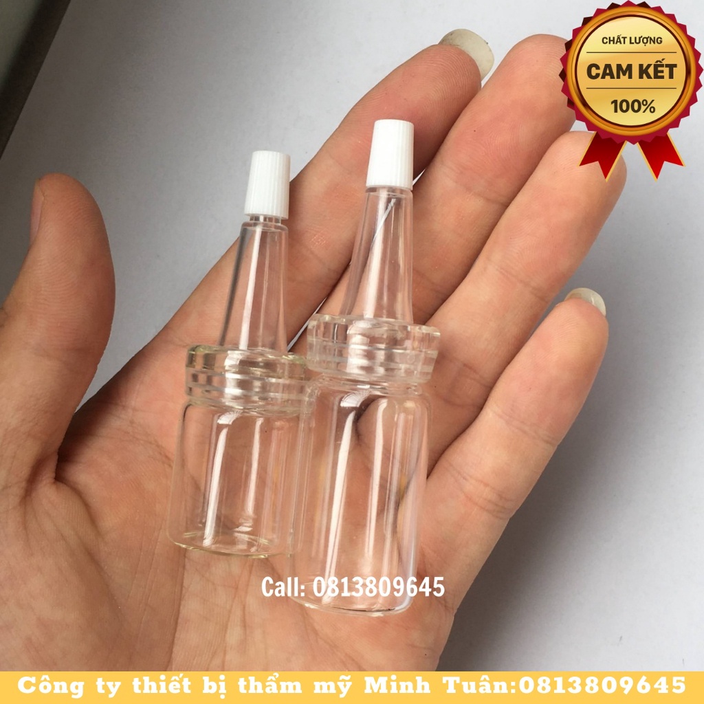 Lọ chiết thủy tinh chiết 5ml-10ml serum tinh chất mỹ phẩm kèm nút bóp