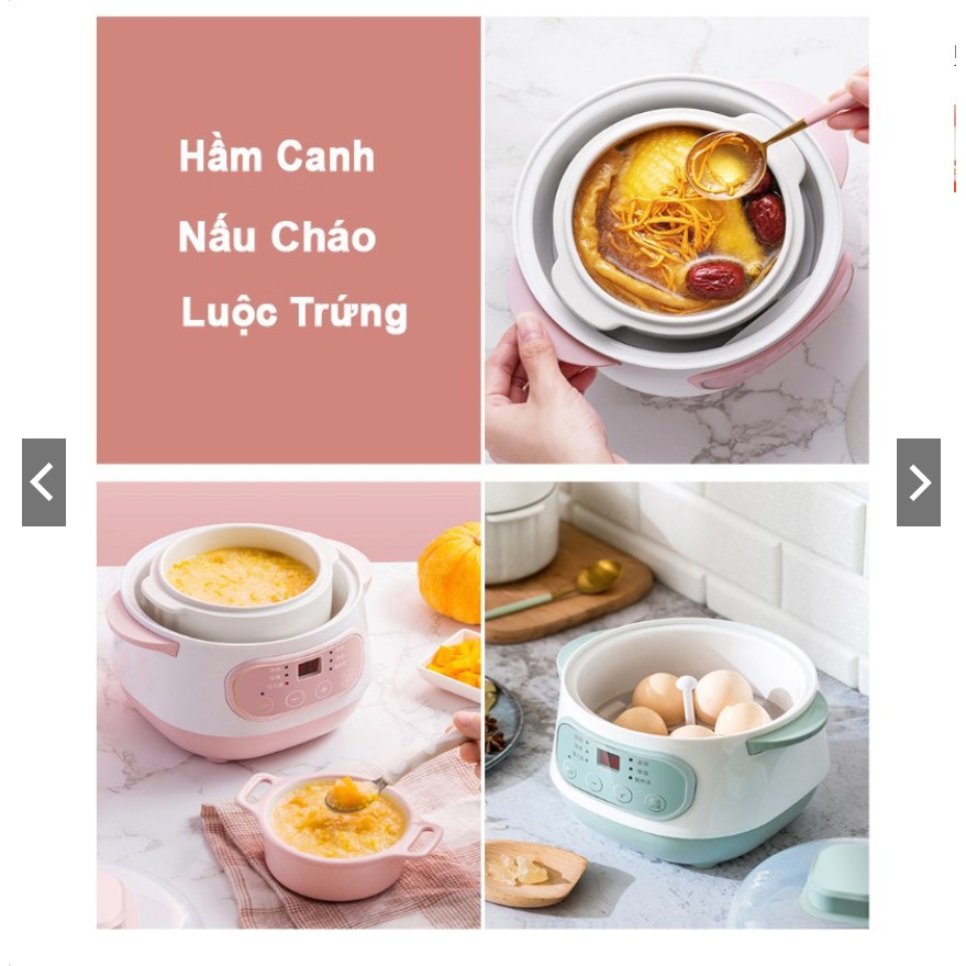 [Chính hãng giá tốt] Nồi Nấu Cháo Chậm - Hầm Cách Thủy Dung Tích 1L, Lòng Nồi Sứ Giữ Nhiệt - Nồi Chưng Yến, Hầm Canh