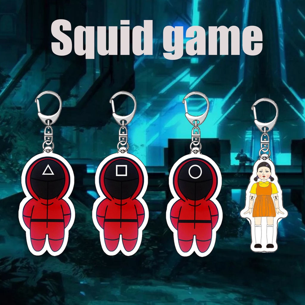 Móc Khóa Hình Mặt Nạ Đỏ Hoạt Hình Bằng Acrylic Dùng Để Hóa Trang Nhân Vật Six TV Series Lee Jung Jae