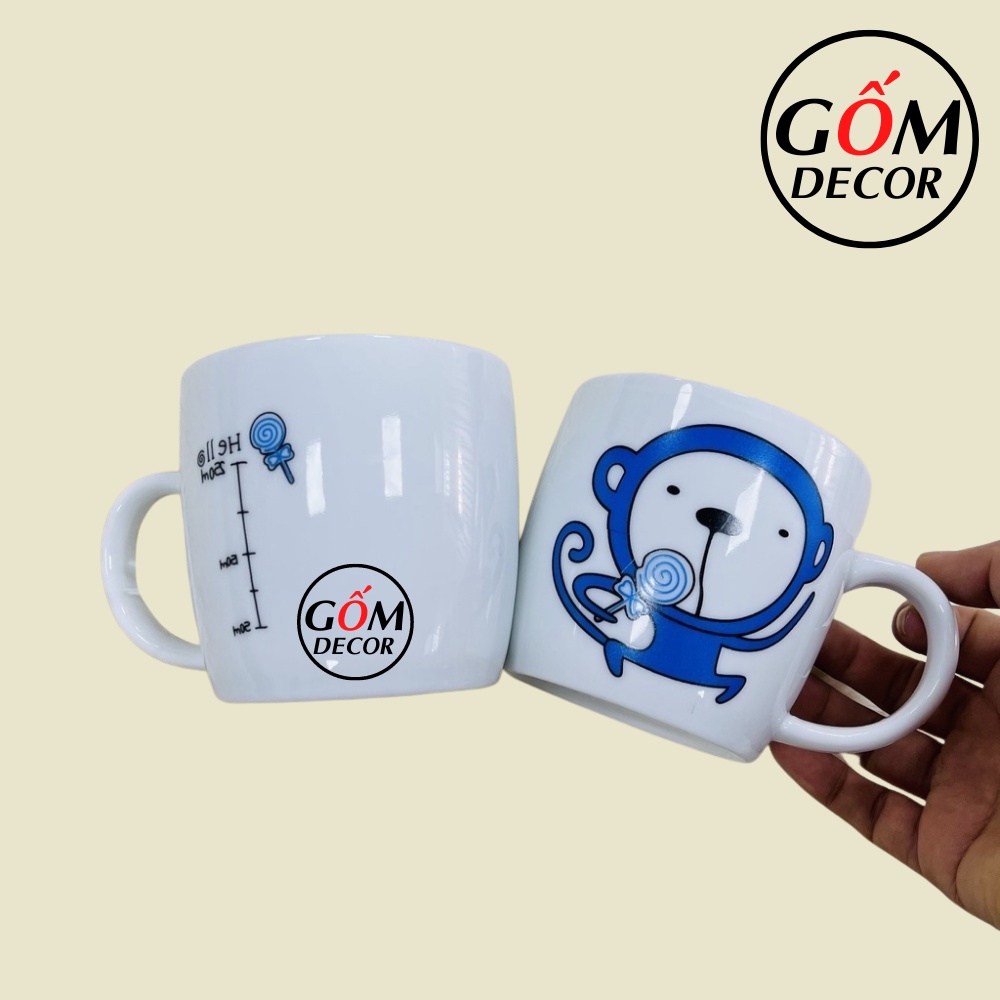 Cốc uống nước cute 12 con giáp may mắn, có quai phong thủy hộ mệnh dung tích 300ml