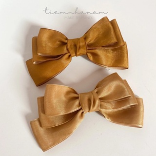 🎀 KẸP TÓC NƠ SATIN PHỐI VOAN HÀN QUỐC - [ Nhà Nấm handmade]