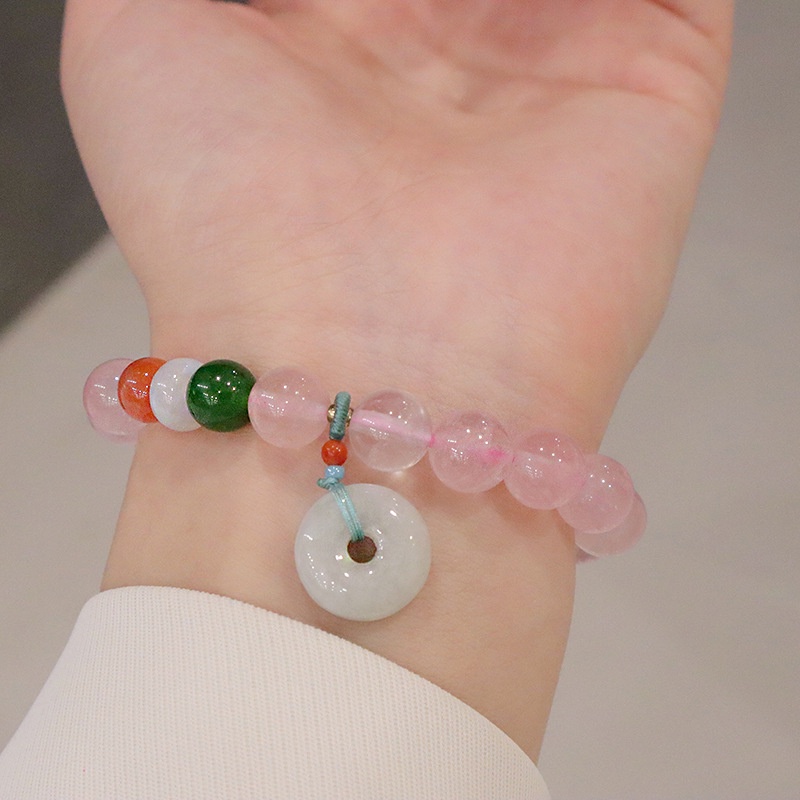 [Hàng Mới] Vòng Đeo Tay Thiết Kế Đính Pha Lê Hồng An Toàn Cho Nữ