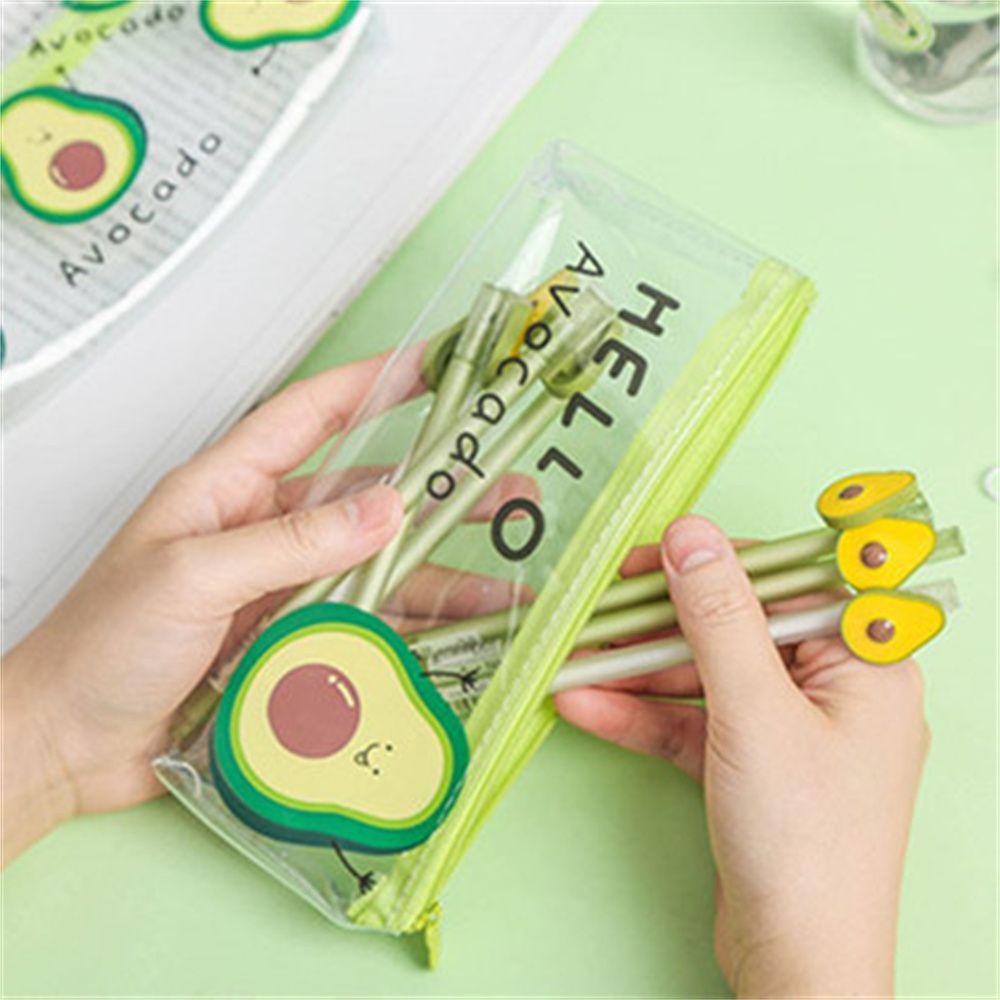 SOMEDAYZL Túi Đựng Bút Bằng PVC Trong Suốt Họa Tiết Trái Bơ Hoạt Hình Dễ Thương