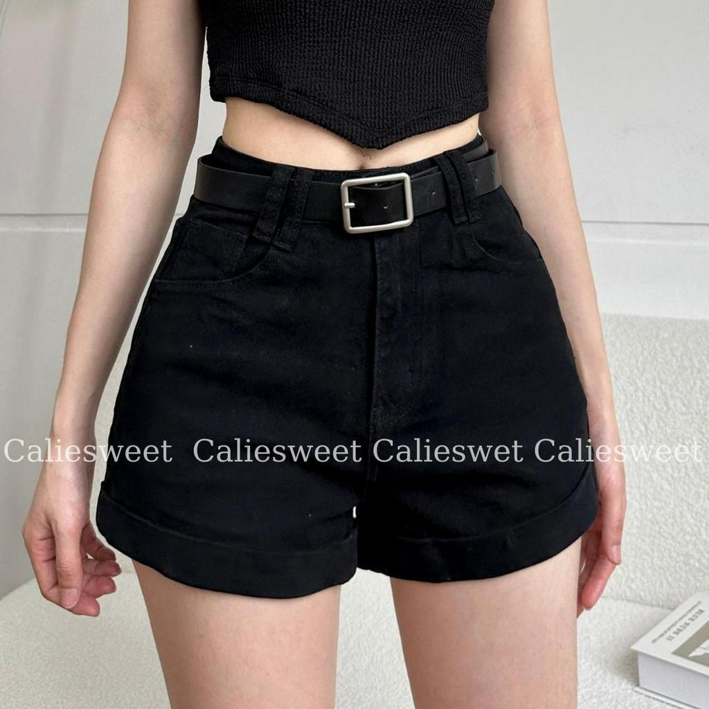 Quần short cạp cao Caliesweet quần đùi kèm belt thắt lưng phong cách thời trang CLQ0015Q