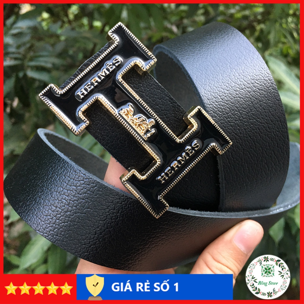 Thắt lưng nam da bò thật cao cấp, dây nịt da, thắt lưng chữ H thời trang đẳng cấp DLH002