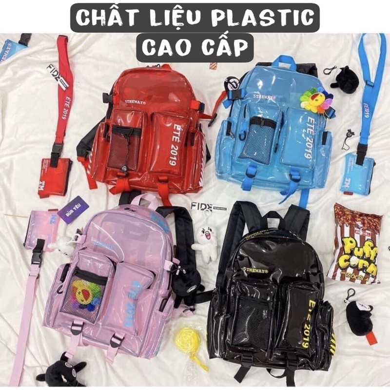 Balo 5Theway Ete Plastic Full Color 2810 Clothes Shop Balo Đi Học Nhựa Trong Màu Ulzzang Unisex