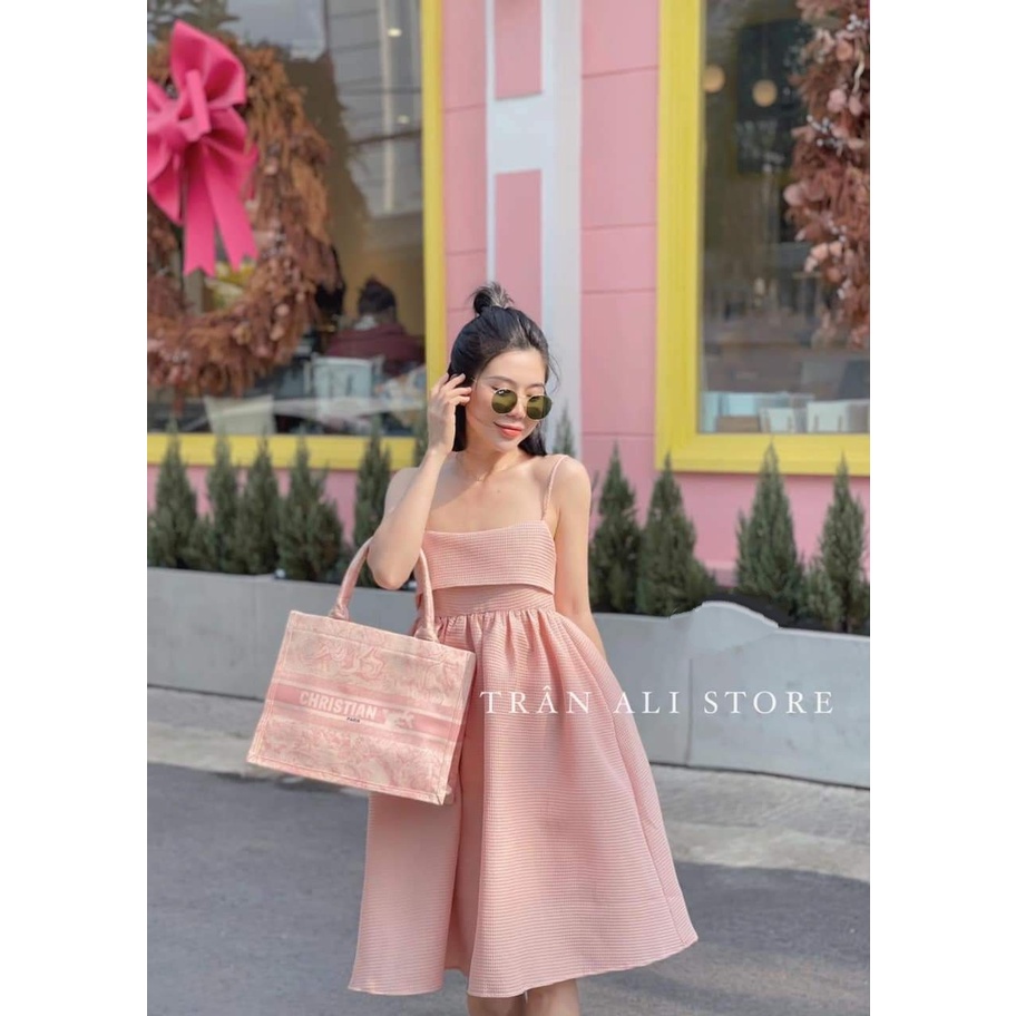 Đầm babydol cúp ngực xoè phối nơ sau lưng. Váy đẹp dự tiệc.