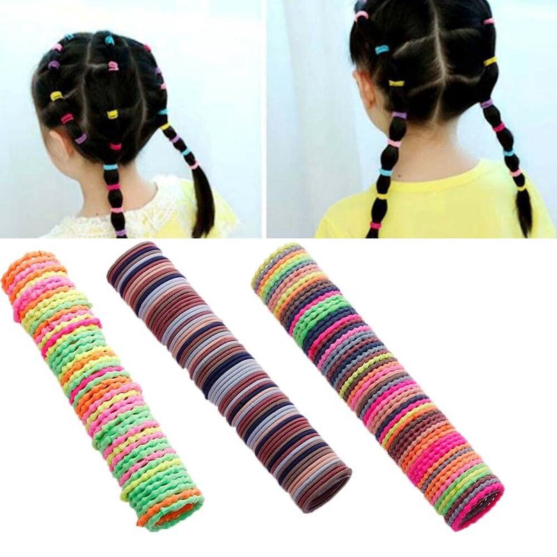50 Pcs/ Lot New Girls Cute Colorful Basic Elastic Hair Bands Tie   Rubber Bands Children Fashion