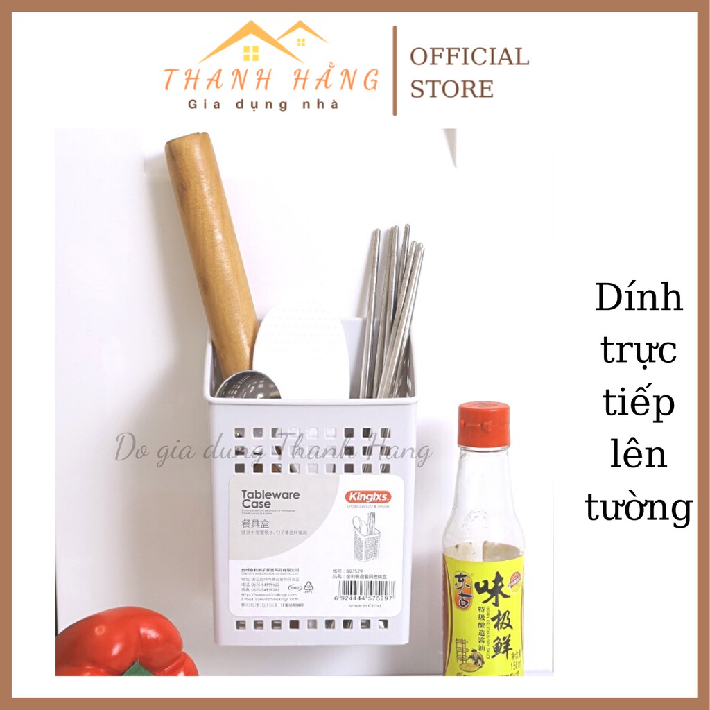 Giỏ đựng đũa thìa nhựa freeship màu hồng,xanh, trắng kệ hít tường