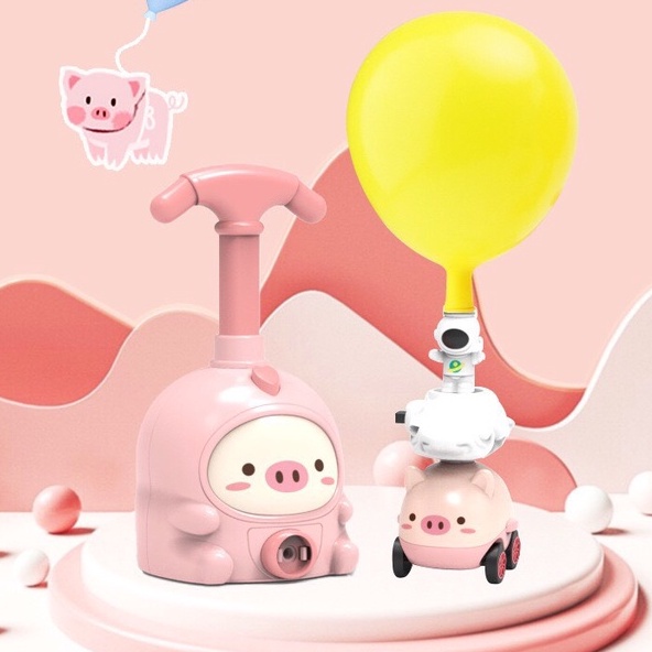 Xe ô tô đồ chơi bơm bóng bay trợ lực - Tặng phi hành gia bay + 6 bóng