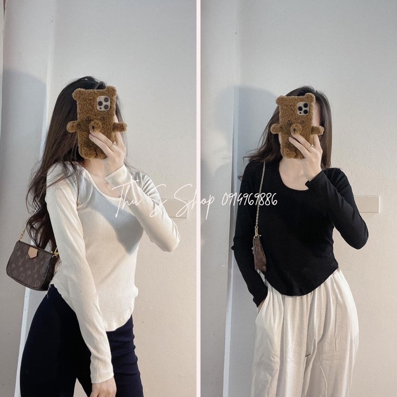 Áo gân tay dài 1 túi gài nút