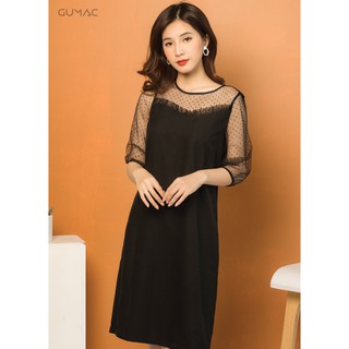 Đầm suông nữ phối lưới GUMAC MS07926_DEN