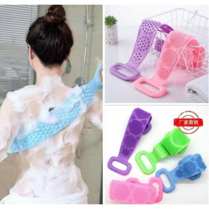 DÂY ĐAI CỌ LƯNG SILICON 2 ĐẦU TẨY TẾ BÀO CHẾT, CỌ SẠCH MỤN LƯNG HIỆU QUẢ - ĐAI TẮM TẠO BỌT CỌ LƯNG SILICON CÓ TAY CẦM