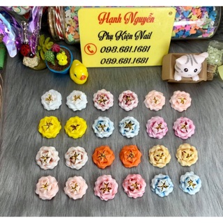Set 2 bông Hoa Trà Bi - Hoa bột nổi 3D trang trí móng nail