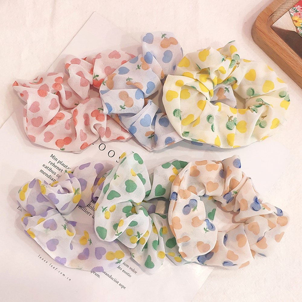 Dây cột tóc vải caro,chấm bi,bông hoa scrunchies Hàn Quốc xinh xắn