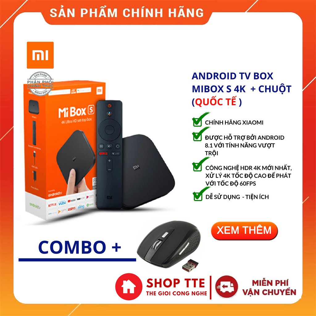 [NHẬP WTCHFST12 HOÀN 20KTivi Box Xiaomi Mibox S 4K 2021 Bản Quốc Tế Tiếng Việt Tìm Kiếm Giọng Nói - Chính Hãng Phân Phối