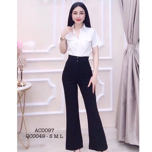 Quần suông nữ ống loe Bingshop vải tuyết mưa cao cấp 2 màu đủ size | BigBuy360 - bigbuy360.vn