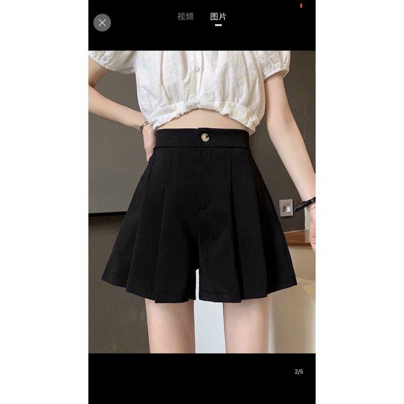 Quần short cạp cao ống rộng  đủ size, có size to chất umi k nhăn hàng Quảng Châu