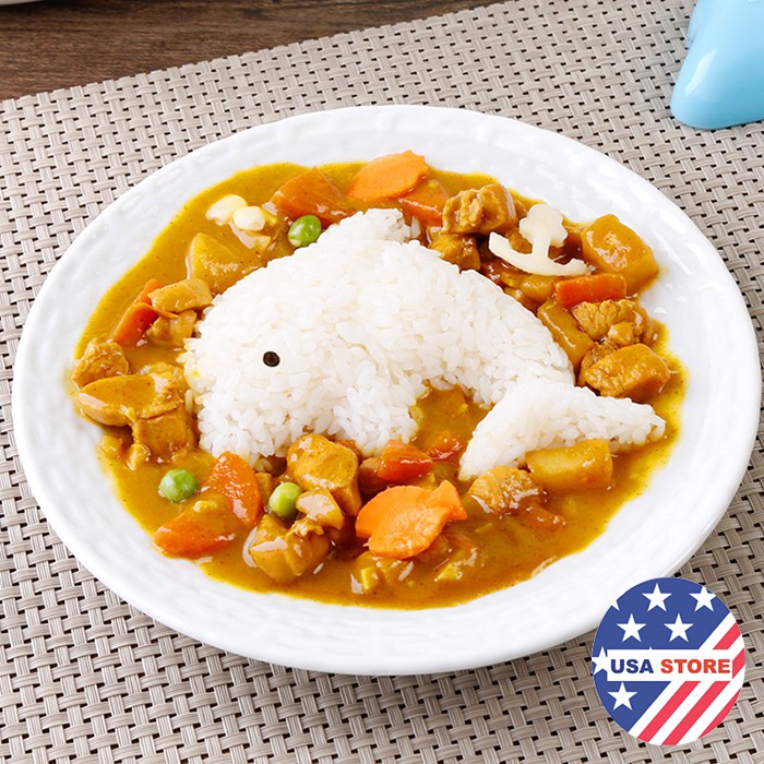 [Tổng Kho Sỉ] Khuôn Làm Cơm Bento size lớn Cá Heo/Thỏ/Bông Hoa Kiểu 2 13-15cm