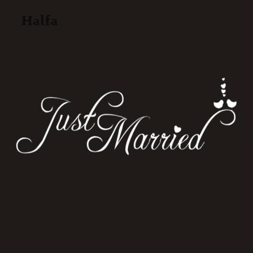 Decal trang trí tường / Xe - Chữ Just Married ( Trắng )