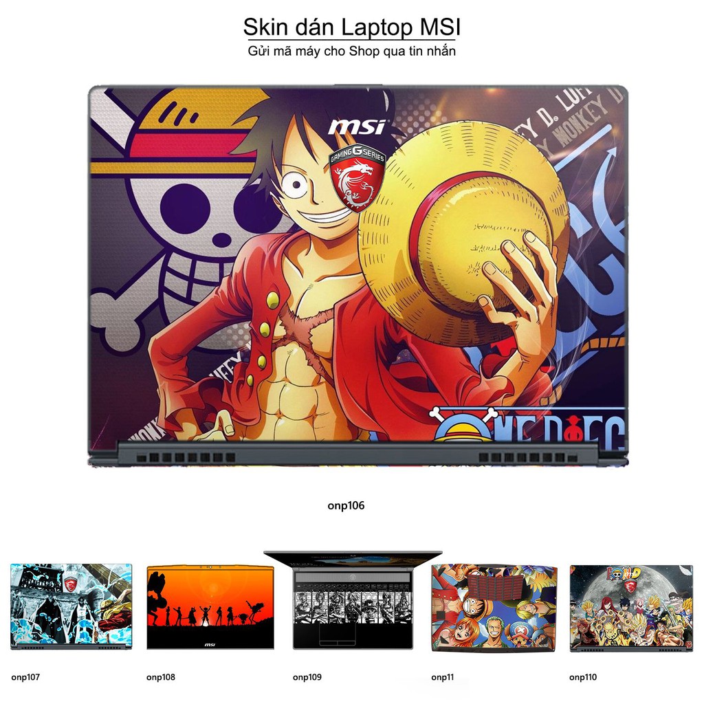 Skin dán Laptop MSI in hình One Piece nhiều mẫu 11 (inbox mã máy cho Shop)