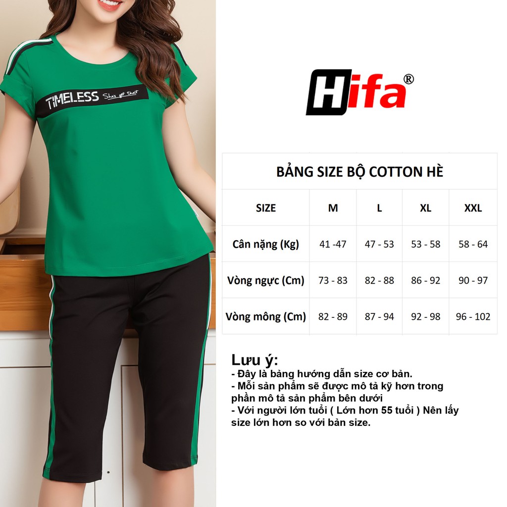 Bộ đồ mặc nhà cotton 100%. Set bộ lửng cao cấp phối sọc trẻ đẹp. MS: T24 - HIFA  Shop Hoàng Hiền