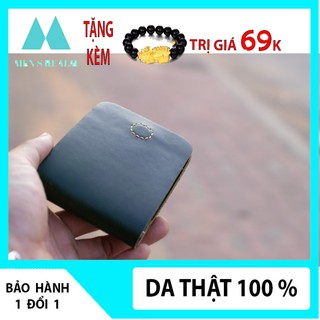Bóp ví sen 3 mini  [BẢO HÀNH 2 NĂM] nhỏ gọn da bò trơn siêu bền
