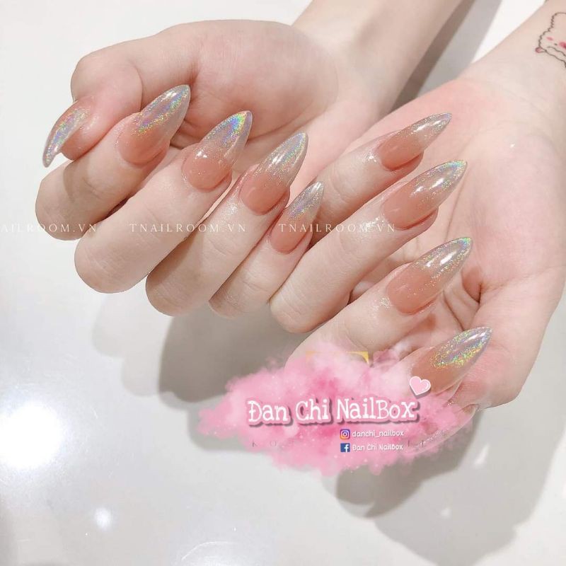 NailBox móng úp thiết kế sẵn Mẫu Thạch Nâu Tráng Gương