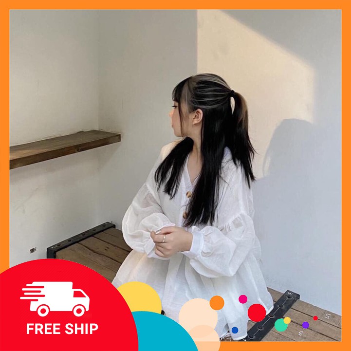 [FREESHIP_Hàng Thái Lan] [XẢ KHO_FREESHIP]  Áo baby doll cúc gỗ tay bồng chất thô mềm mát rẻ đẹp thời trang siêu yêu trẻ