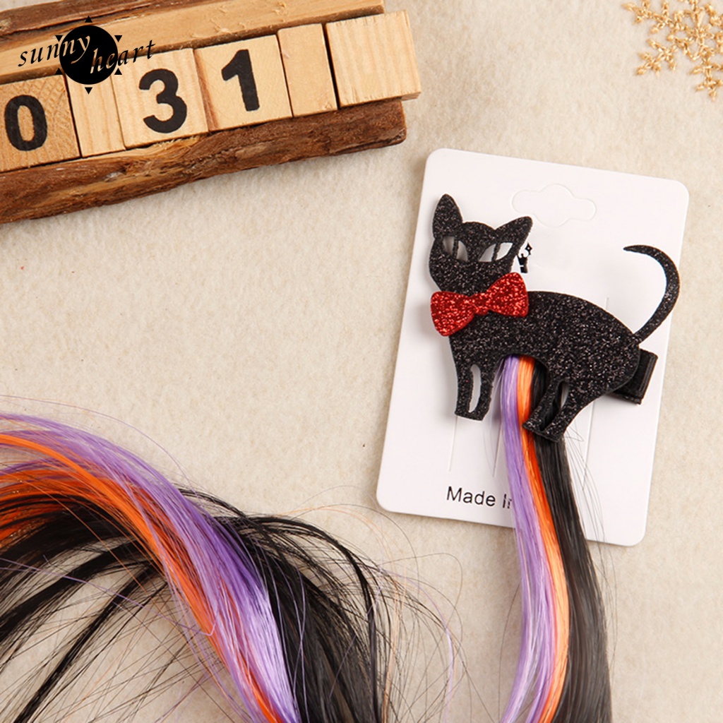 Kẹp Tóc Giả Bằng Sợi Tổng Hợp Hóa Trang Halloween Dễ Thương Cho Bé Gái